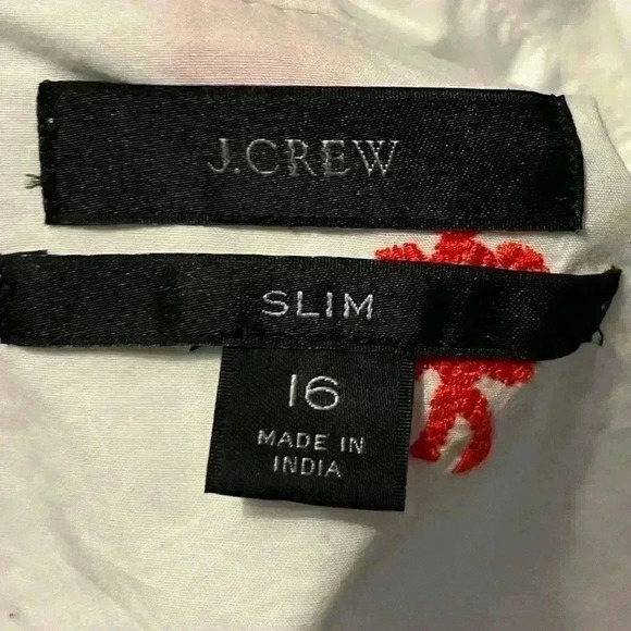 J. Crew Cotton Poplin Slim Perfect Shirt with Knot Embroidery Size 16 - Picture 5 of 8